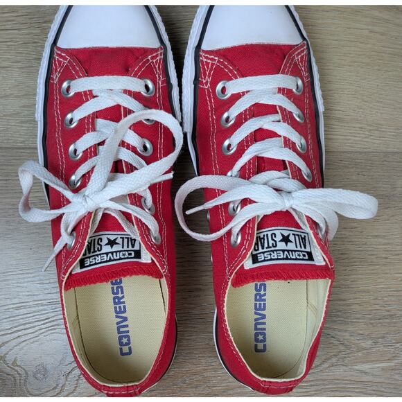 Converse All Star Chuck Taylor Sneakers Womens 8 Mens 6 Red White Canvas Low Top - Picture 3 of 11